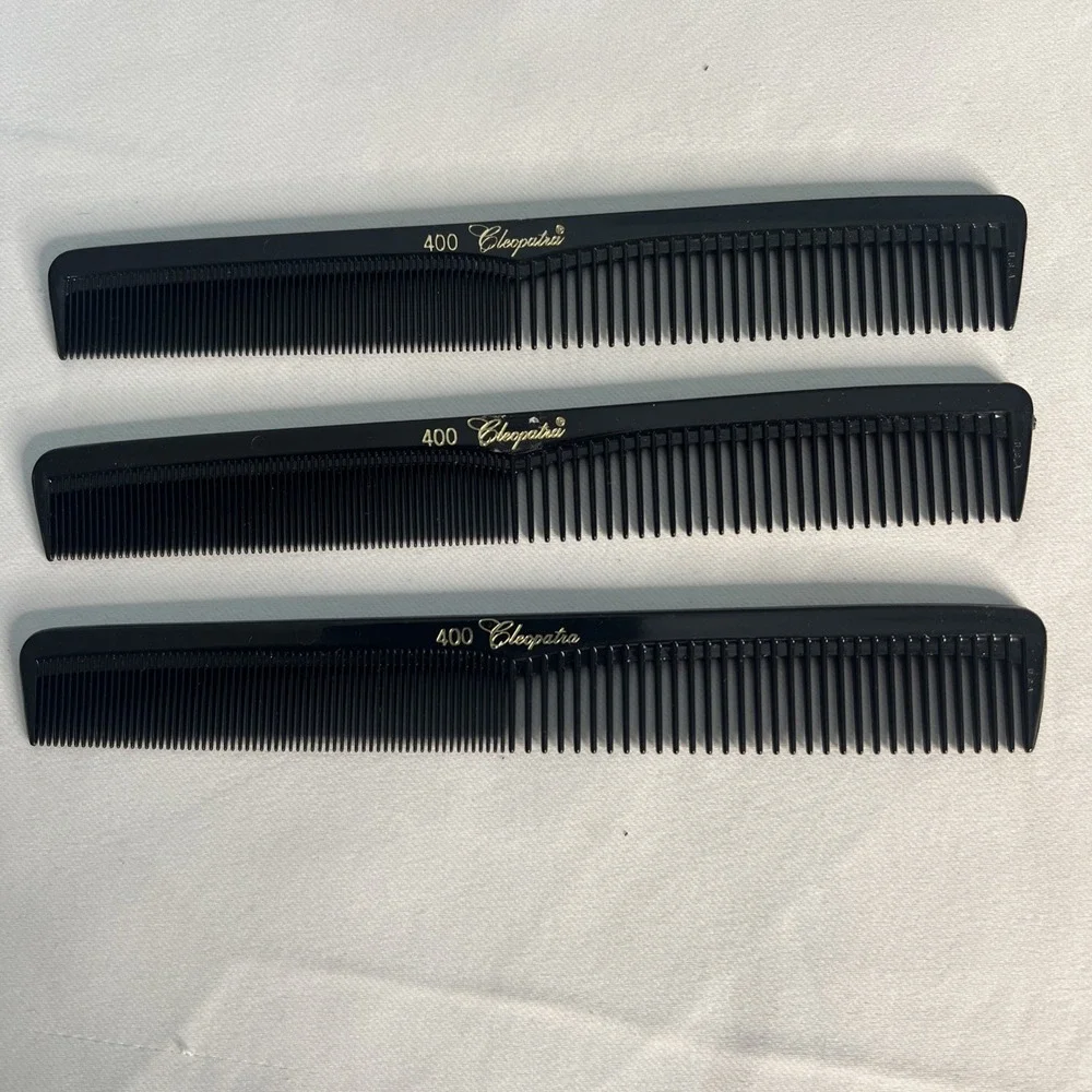 3- BARBER BEAUTY‎ SALON CLEOPATRA HAIR STYLING CUTTING COMB #400 -BLACK / Brown